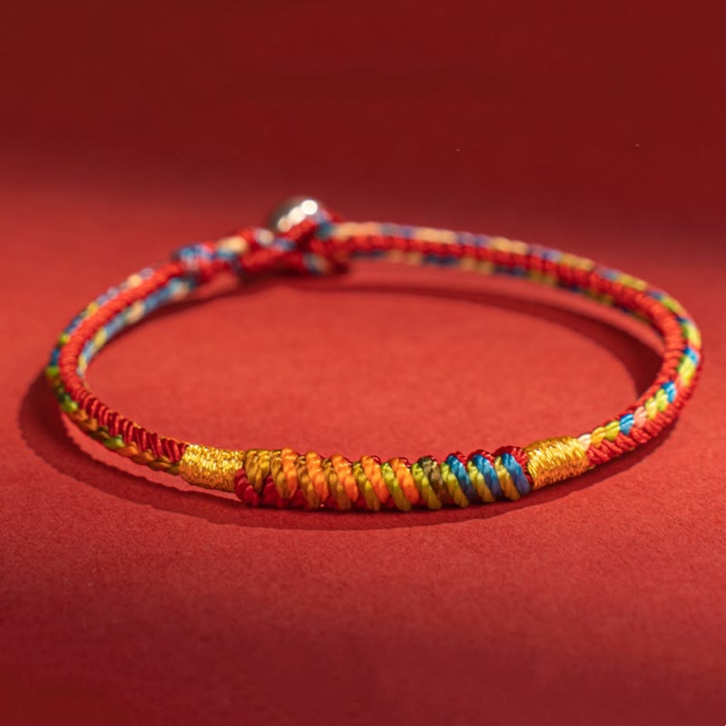 Multicolor Red String Alloy 925 Sterling Silver Buckle Protection Bracelet