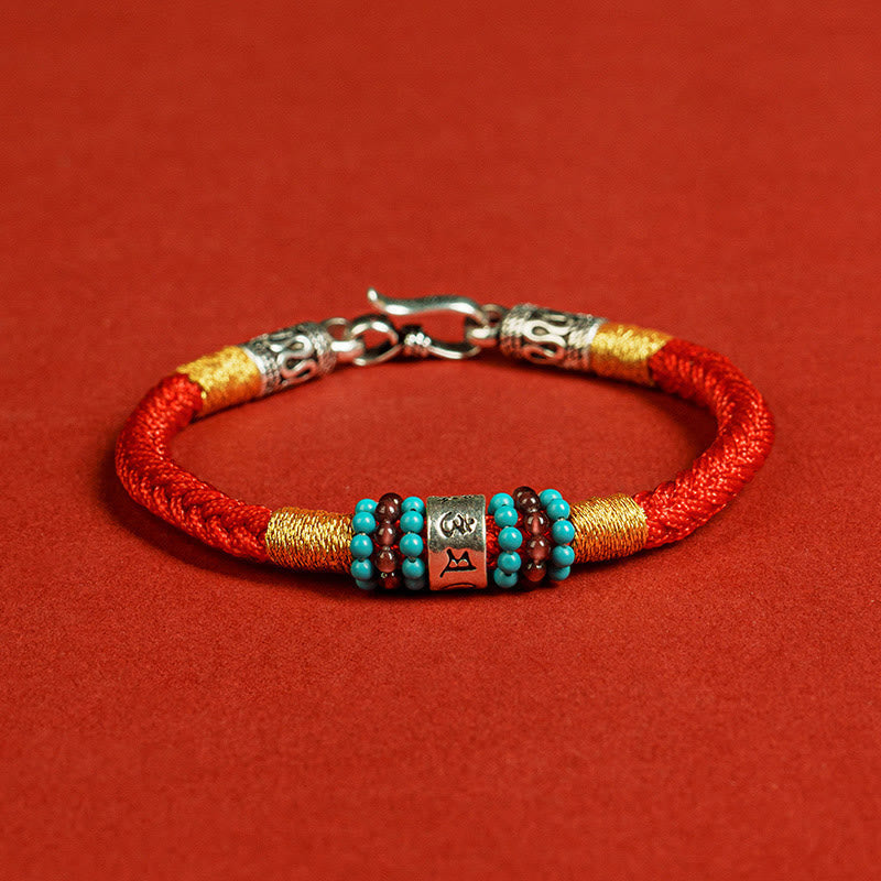 Red String Black String Six True Words 925 Sterling Silver Connection Bracelet