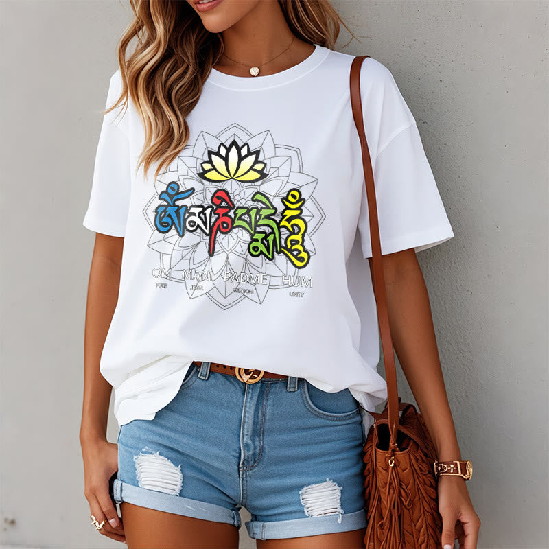 Om Mani Padme Hum Lotus Tee T-shirt