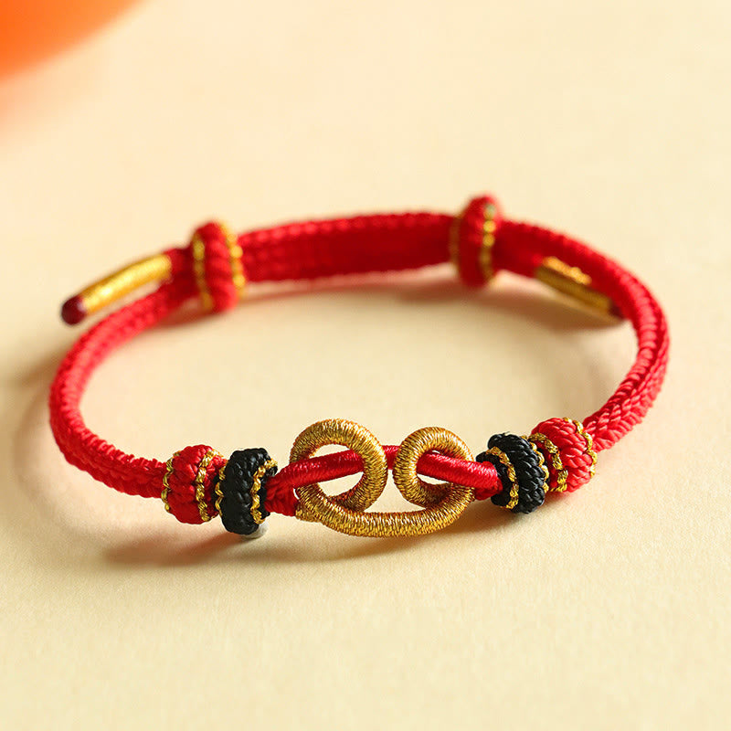 Handmade Ingot Pattern Braided String Protection Bracelet