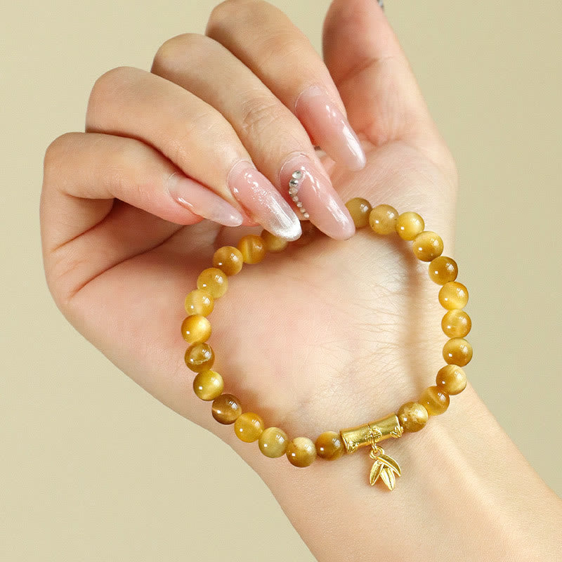 Tiger Eye Fu Character Bamboo Koi Fish Lotus Om Mani Padme Hum Protection Bracelet