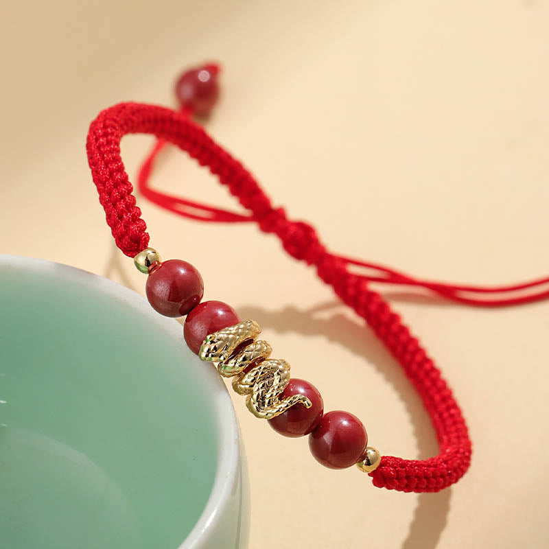 Cinnabar Handmade Year Of Snake String Protection Braided Bracelet
