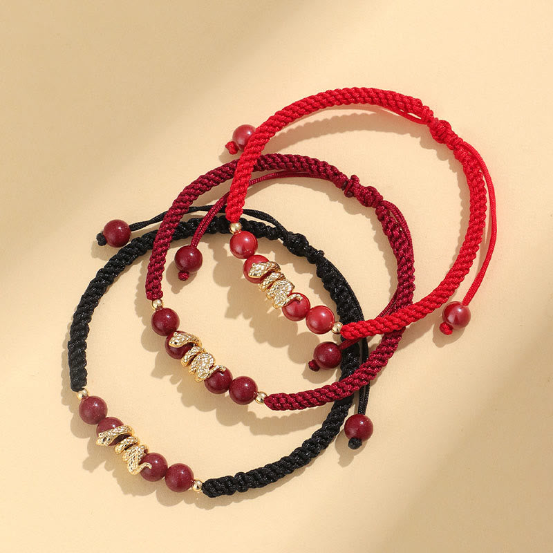 Cinnabar Handmade Year Of Snake String Protection Braided Bracelet