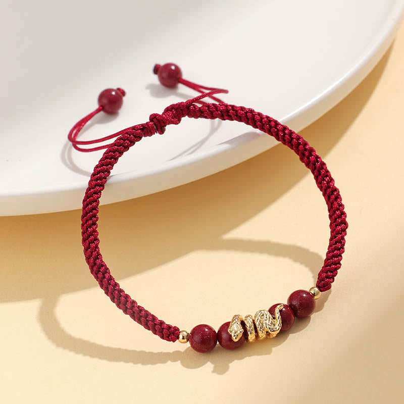 Cinnabar Handmade Year Of Snake String Protection Braided Bracelet