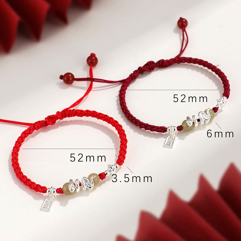 Hetian Jade Year of the Snake String Protection Braided Bracelet