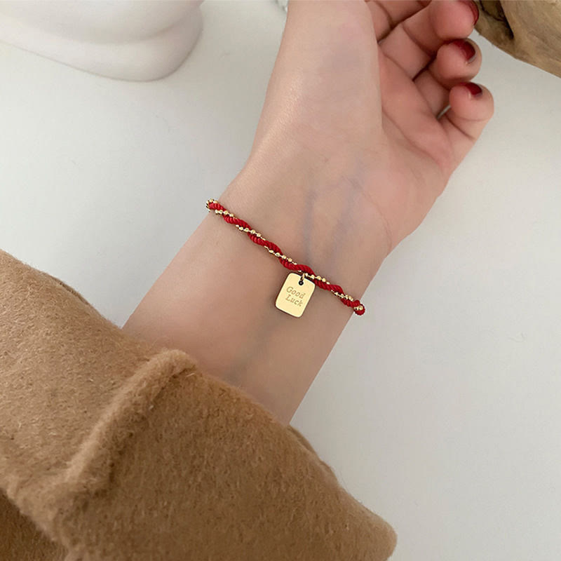 Red String Gold Plated Copper Good Luck Strength Bracelet