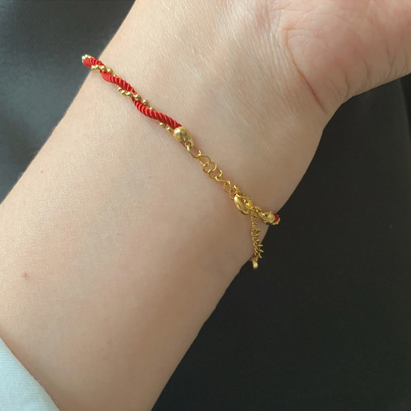 Red String Gold Plated Copper Good Luck Strength Bracelet