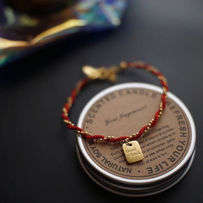 Red String Gold Plated Copper Good Luck Strength Bracelet