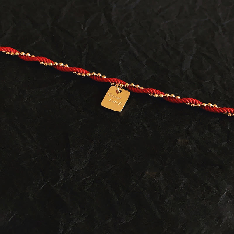 Red String Gold Plated Copper Good Luck Strength Bracelet