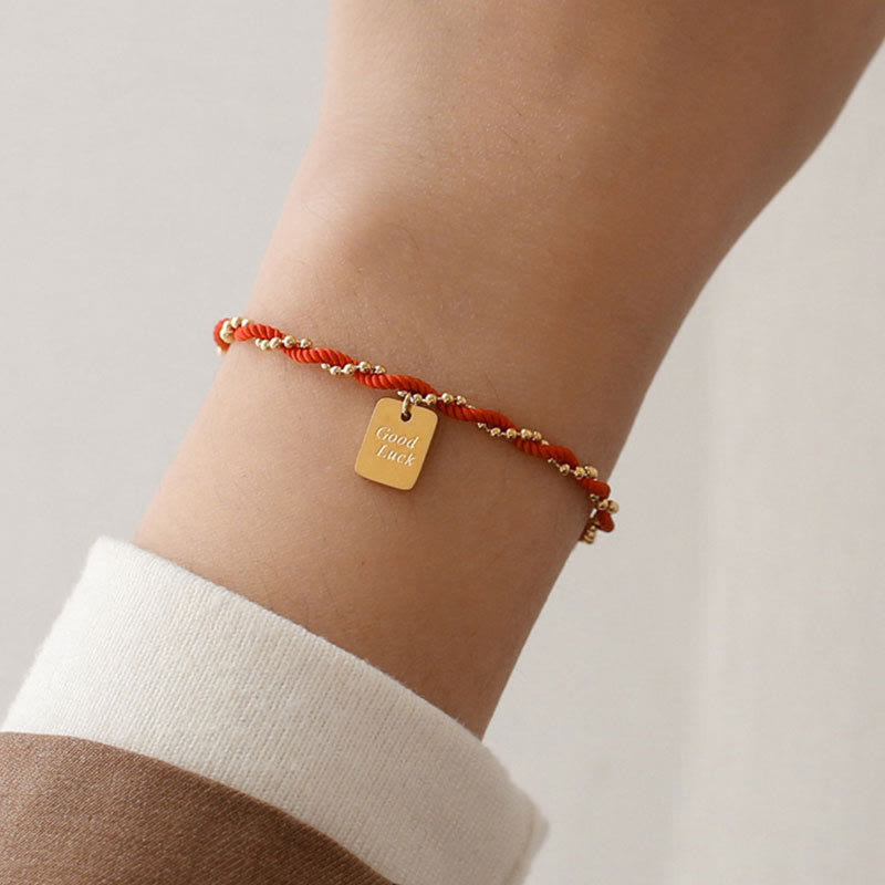 Red String Gold Plated Copper Good Luck Strength Bracelet