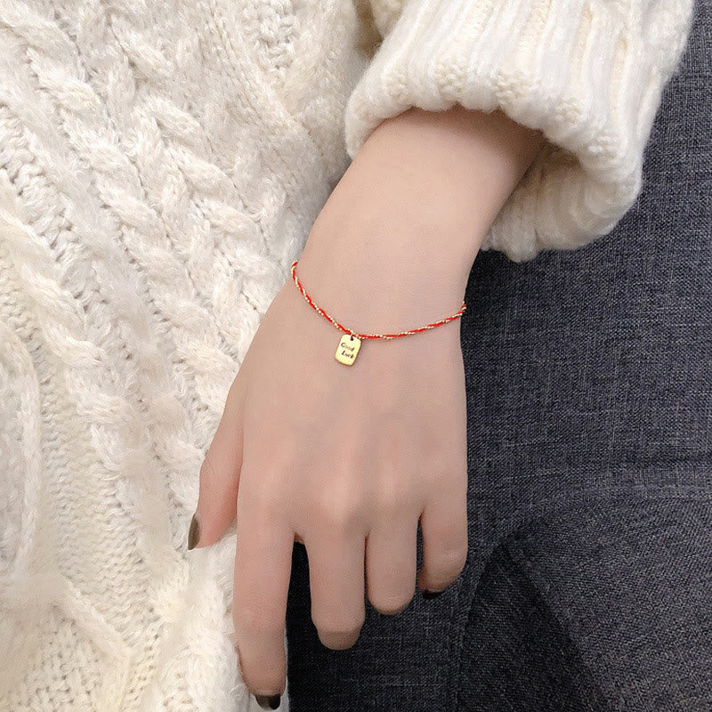 Red String Gold Plated Copper Good Luck Strength Bracelet