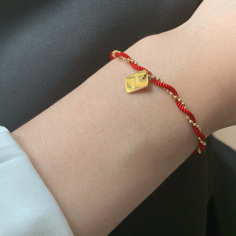 Red String Gold Plated Copper Good Luck Strength Bracelet