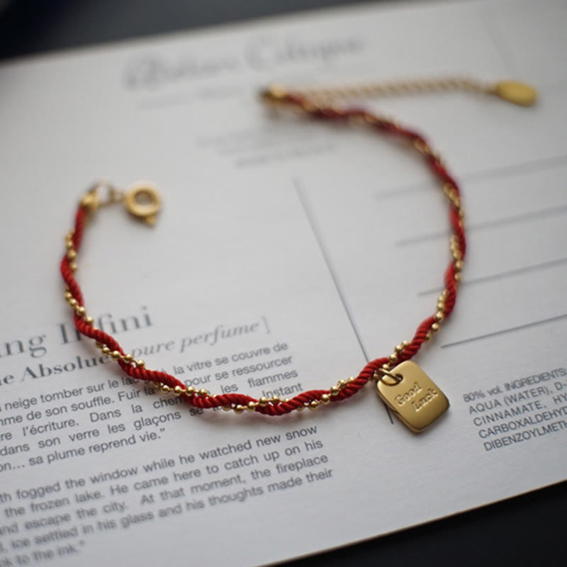Red String Gold Plated Copper Good Luck Strength Bracelet