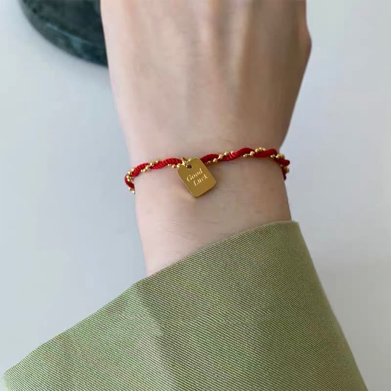 Red String Gold Plated Copper Good Luck Strength Bracelet