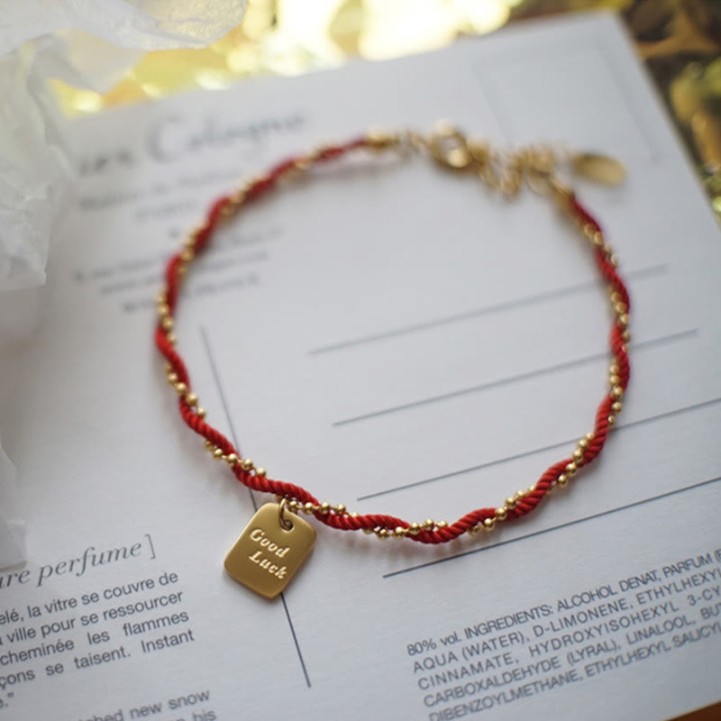 Red String Gold Plated Copper Good Luck Strength Bracelet