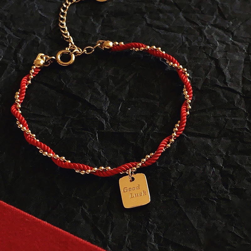 Red String Gold Plated Copper Good Luck Strength Bracelet