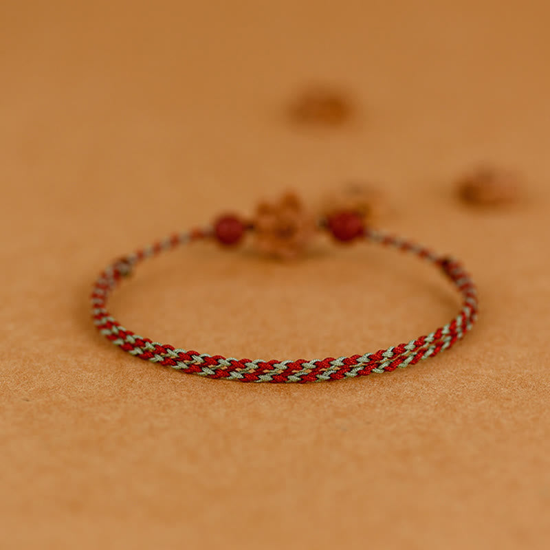 Peach Wood Small Peach Blossom Cinnabar Wealth String Bracelet Anklet