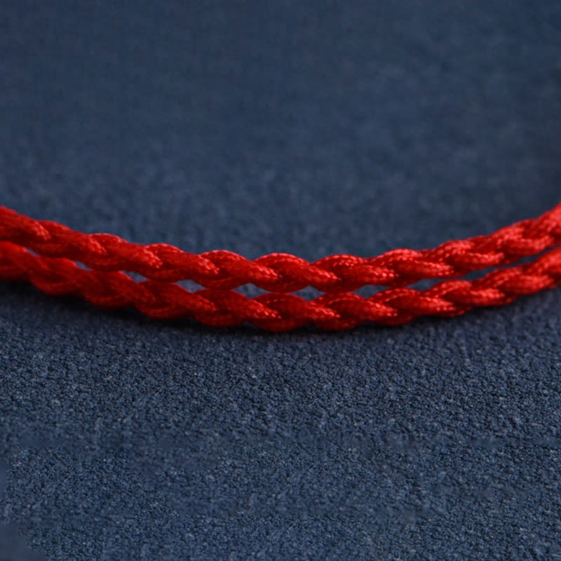 Natural Peach Wood Bead Ward Off Evil Spirits Braided Bracelet