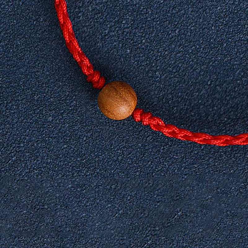 Natural Peach Wood Bead Ward Off Evil Spirits Braided Bracelet