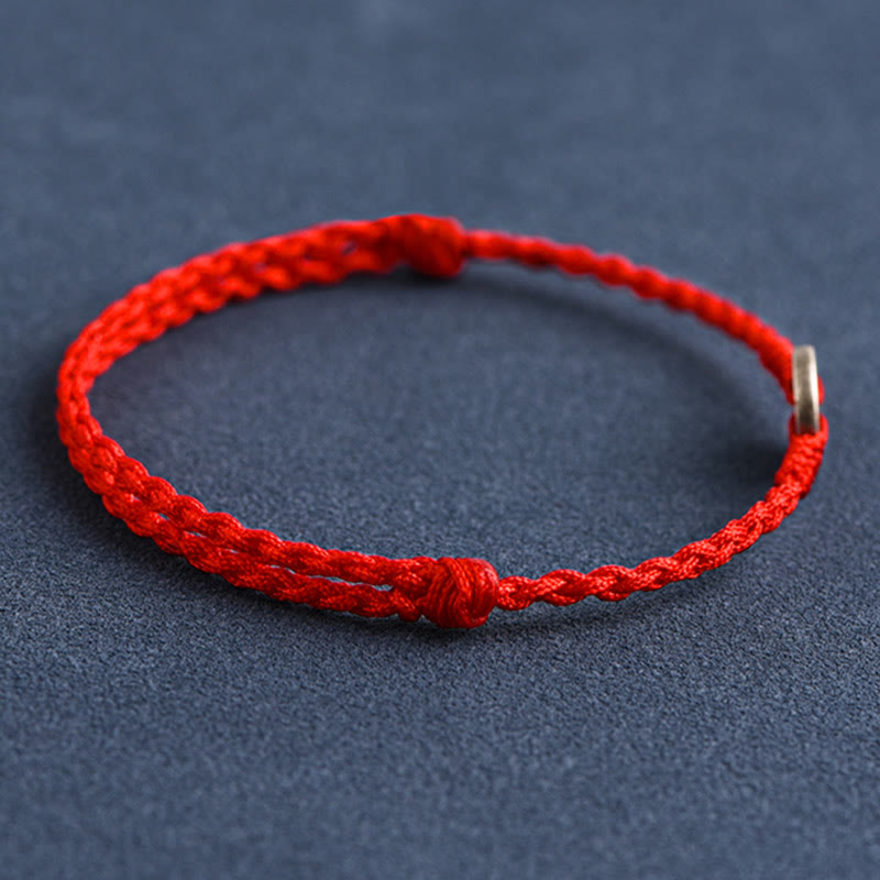 925 Sterling Silver Five Emperor Coins Red String Protection Luck Braided Bracelet Anklet