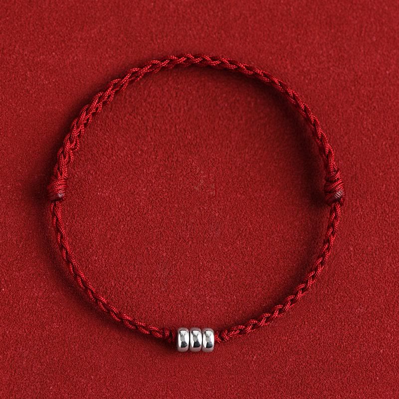 925 Sterling Silver Beads Protection Luck Braided Bracelet Anklet