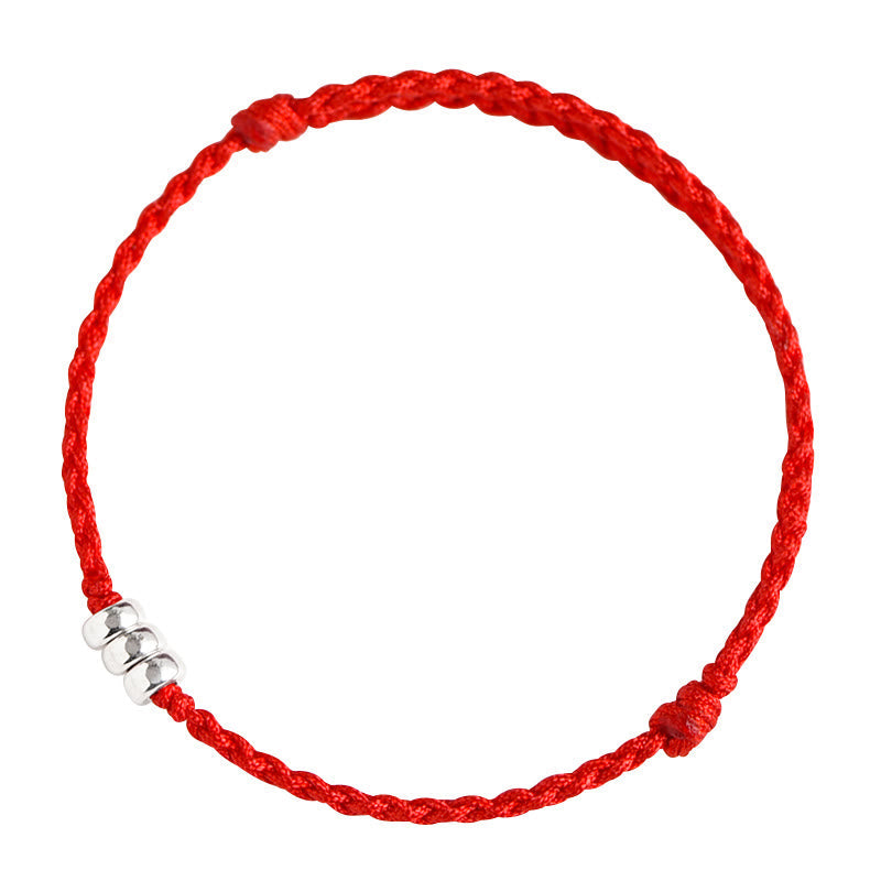 925 Sterling Silver Beads Protection Luck Braided Bracelet Anklet