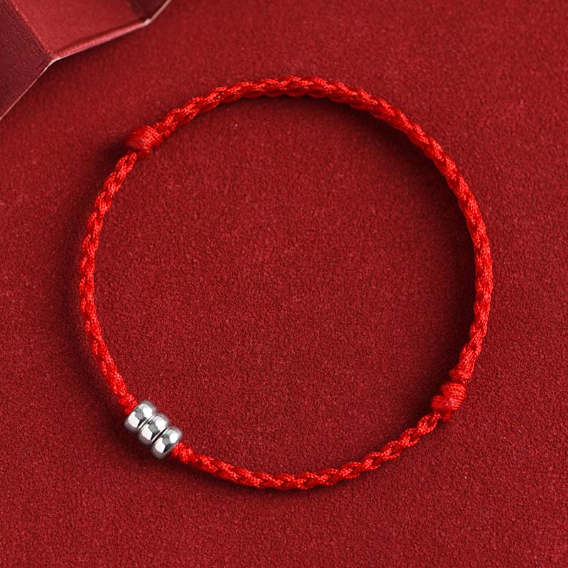 925 Sterling Silver Beads Protection Luck Braided Bracelet Anklet