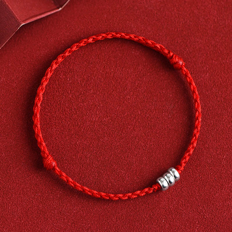 925 Sterling Silver Beads Protection Luck Braided Bracelet Anklet