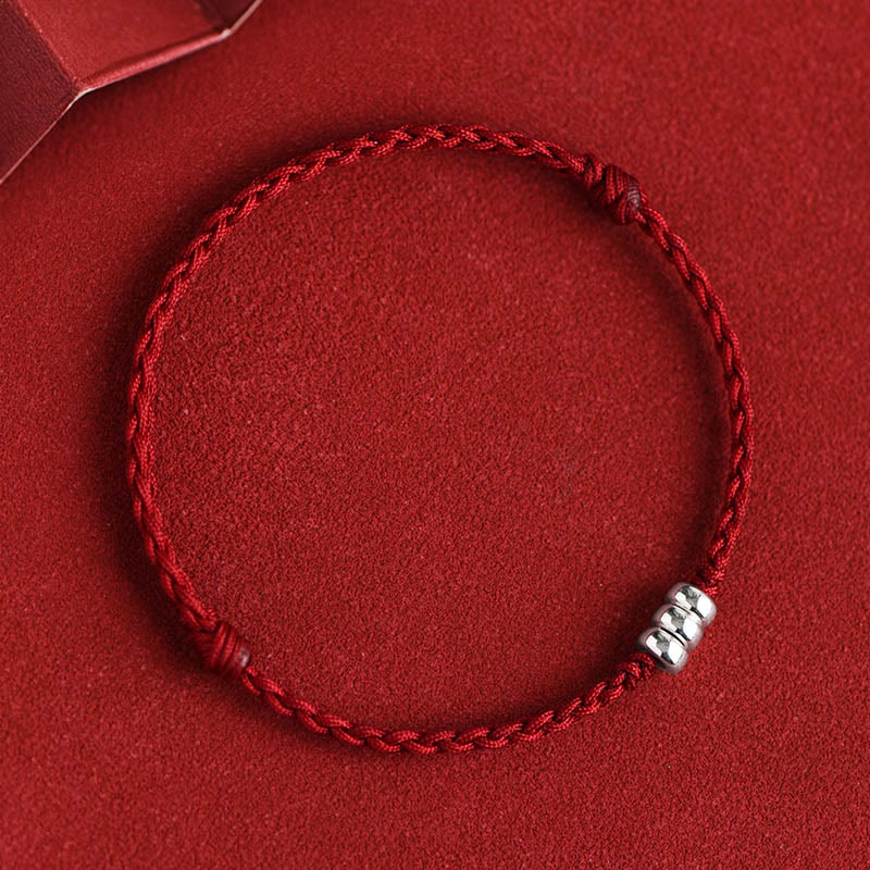 925 Sterling Silver Beads Protection Luck Braided Bracelet Anklet