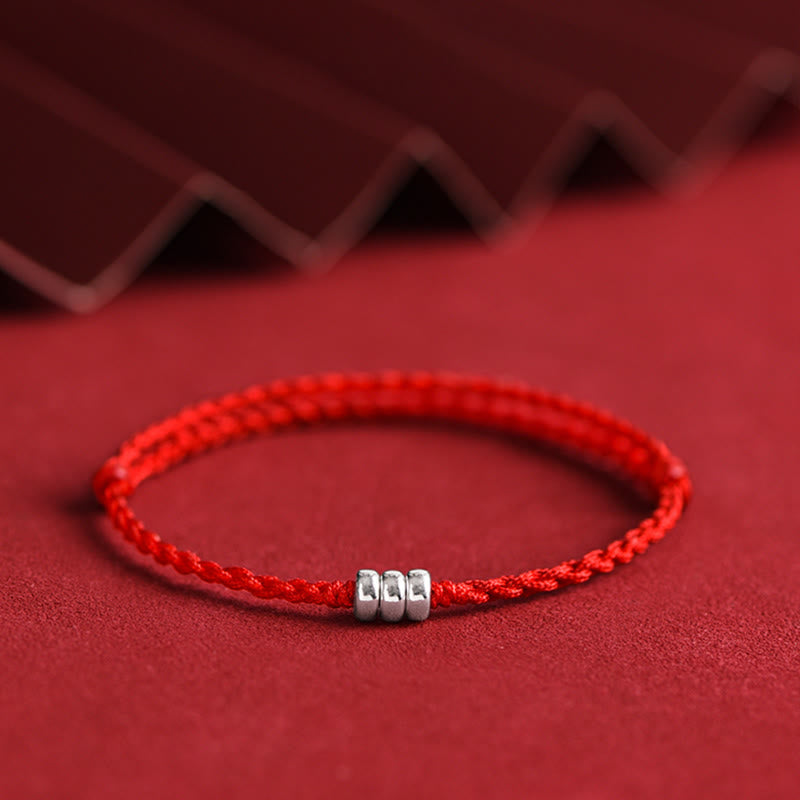 925 Sterling Silver Beads Protection Luck Braided Bracelet Anklet