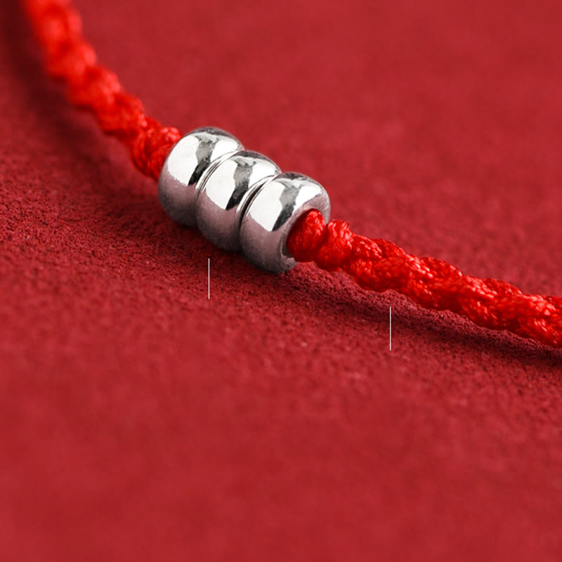 925 Sterling Silver Beads Protection Luck Braided Bracelet Anklet