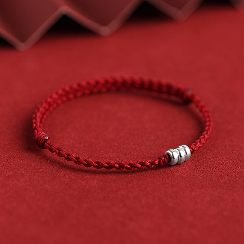925 Sterling Silver Beads Protection Luck Braided Bracelet Anklet