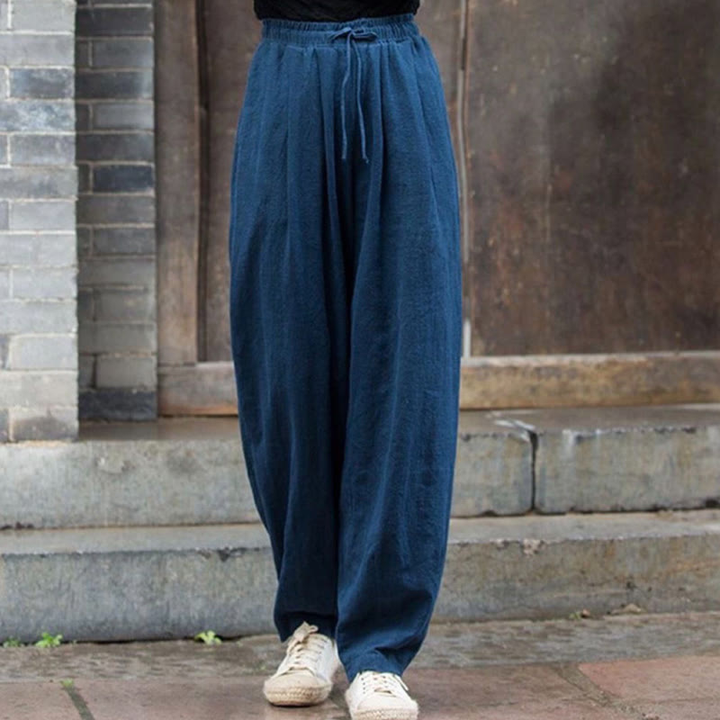 Plain Design Cotton Women's Pants