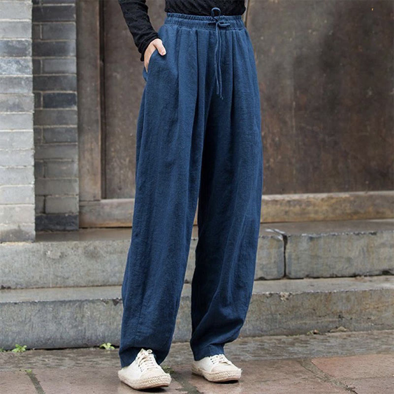 Plain Design Cotton Women's Pants