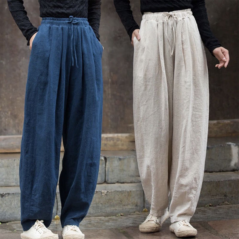 Plain Design Cotton Women's Pants