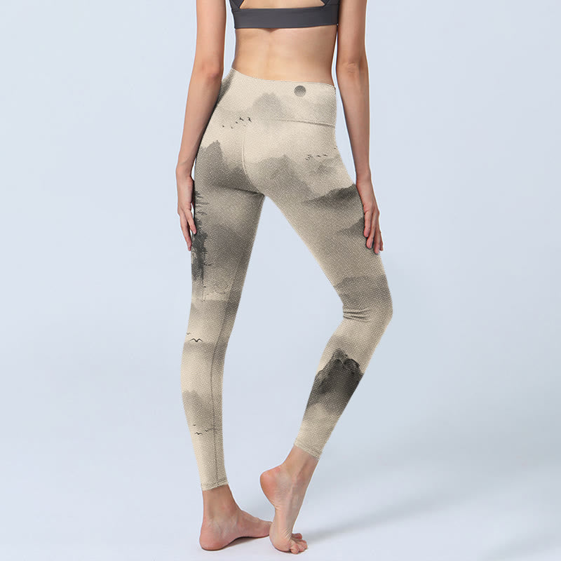 Mountains Shrouded In Mist Wild Goose Gym Leggings Women's Yoga Pants