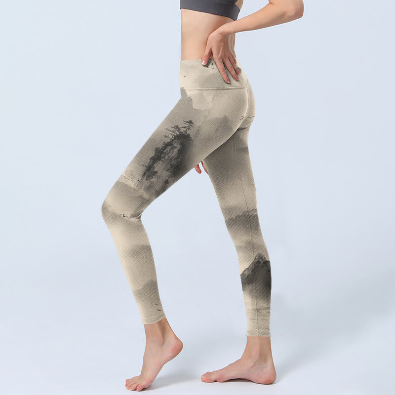 Mountains Shrouded In Mist Wild Goose Gym Leggings Women's Yoga Pants