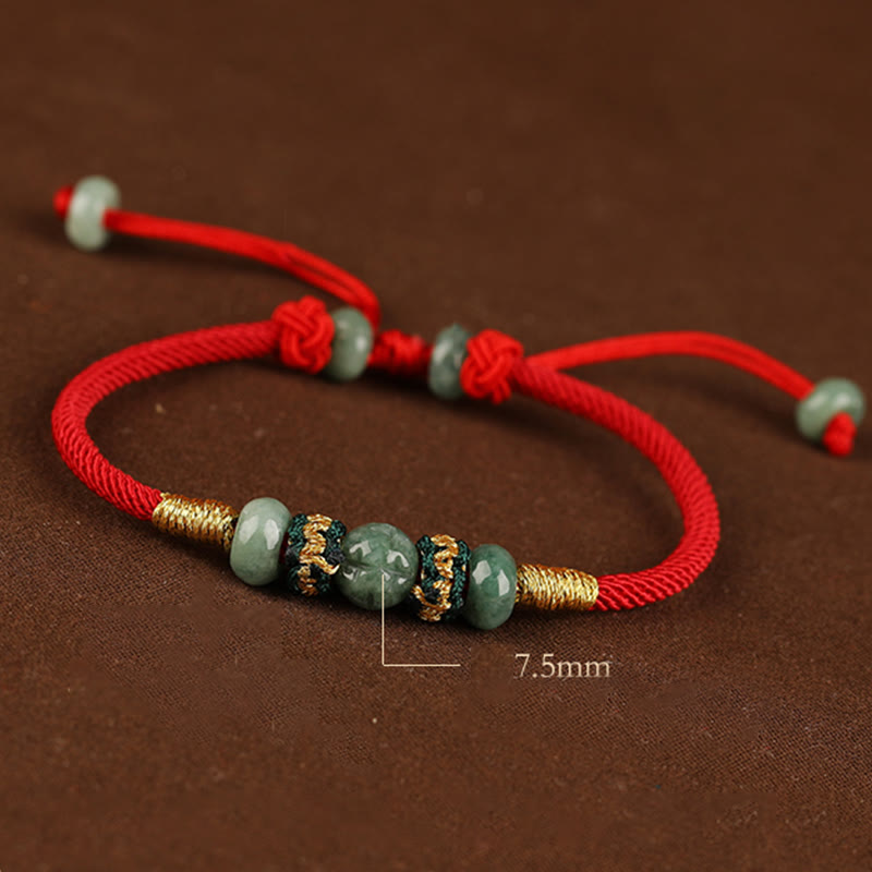 Jade Abacus Bead Prosperity Red String Rope Bracelet