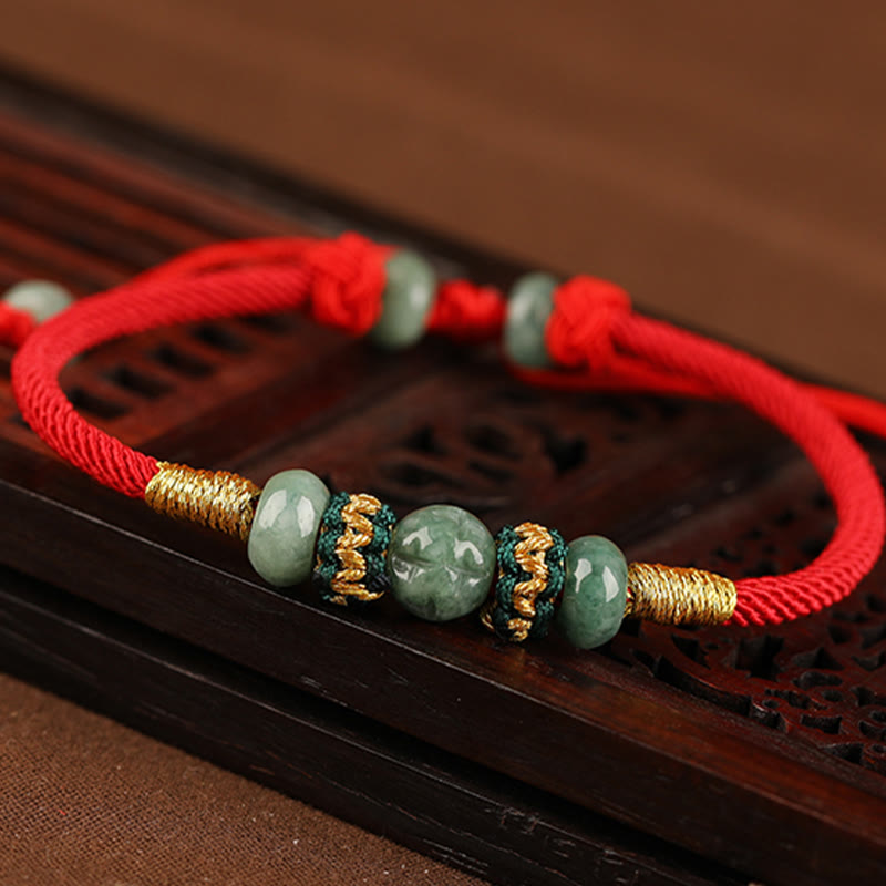Jade Abacus Bead Prosperity Red String Rope Bracelet