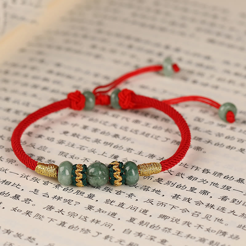 Jade Abacus Bead Prosperity Red String Rope Bracelet