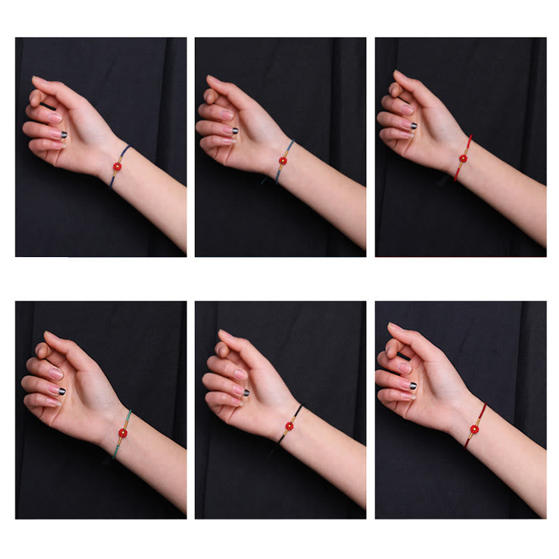 999 Gold Mini Bead Handmade Flower Design Luck Protection Rope Bracelet