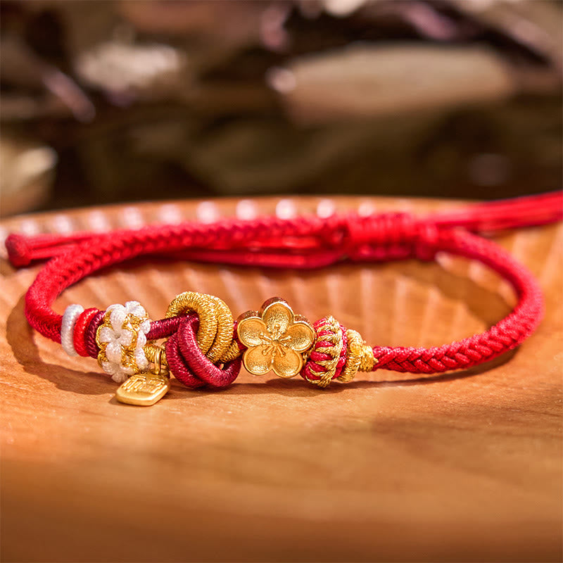 Peach Blossom Happiness Charm Luck Red String Bracelet