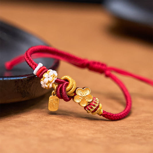 Peach Blossom Happiness Charm Luck Red String Bracelet