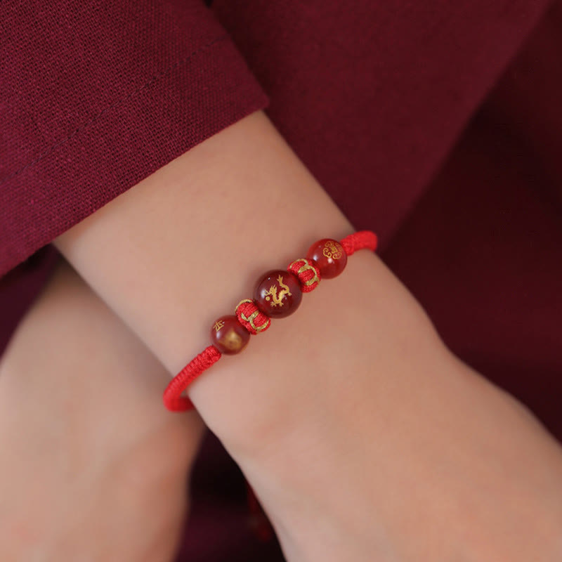 Handmade Red Agate Chinese Zodiac Red String Braided Protection Bracelet