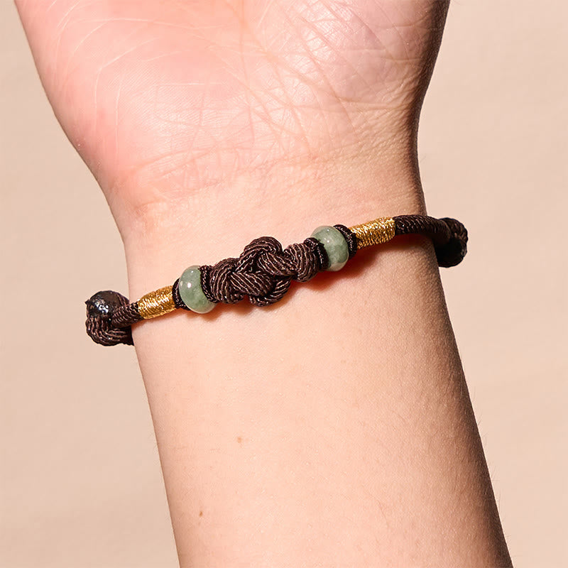 Red String Jade Luck Fortune Knot Braided Couple Bracelet