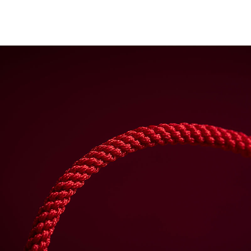 Handmade Cinnabar Ruyi Handle Fu Character PiXiu Blessing Red String Braided Bracelet