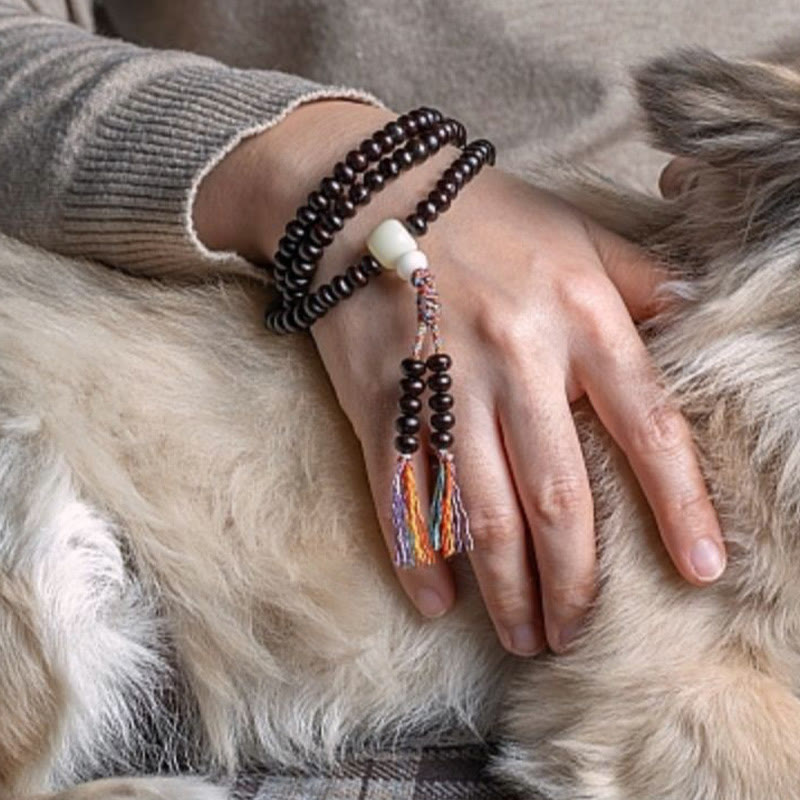 108 Mala Beads Bowl Bodhi Seed Colored Rope Peace Bracelet