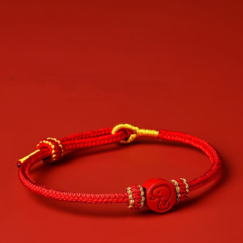 Chinese Zodiac Red String Eight Thread Peace Knot Cinnabar Protection Luck Bracelet