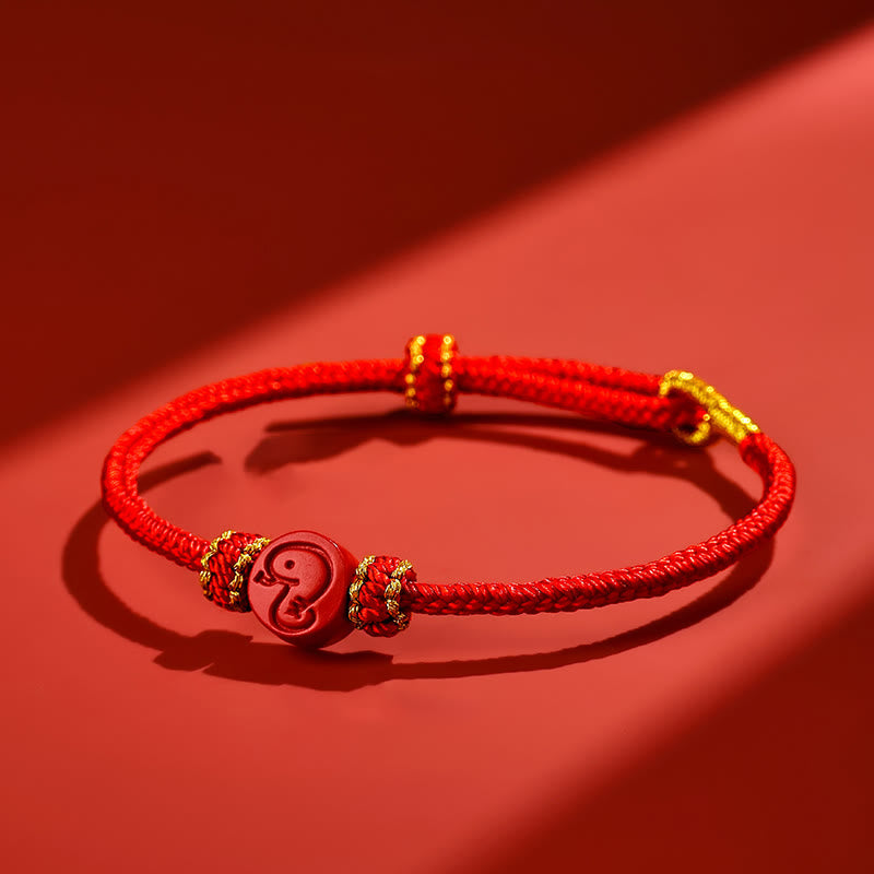 Chinese Zodiac Red String Eight Thread Peace Knot Cinnabar Protection Luck Bracelet