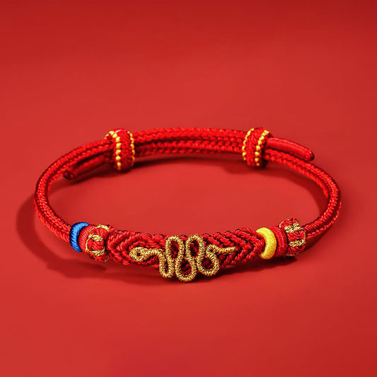 Red String Eight Thread Peace Knot Year Of The Snake Protection Braided Bracelet